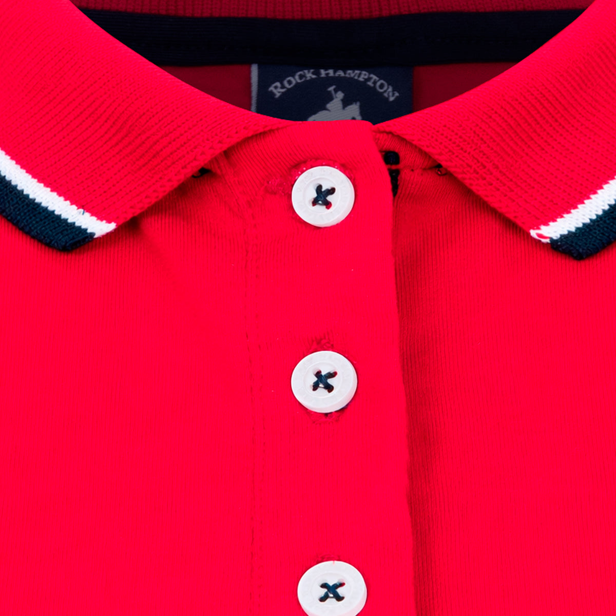 Polo Viscosa Cuello Franjas Rojo