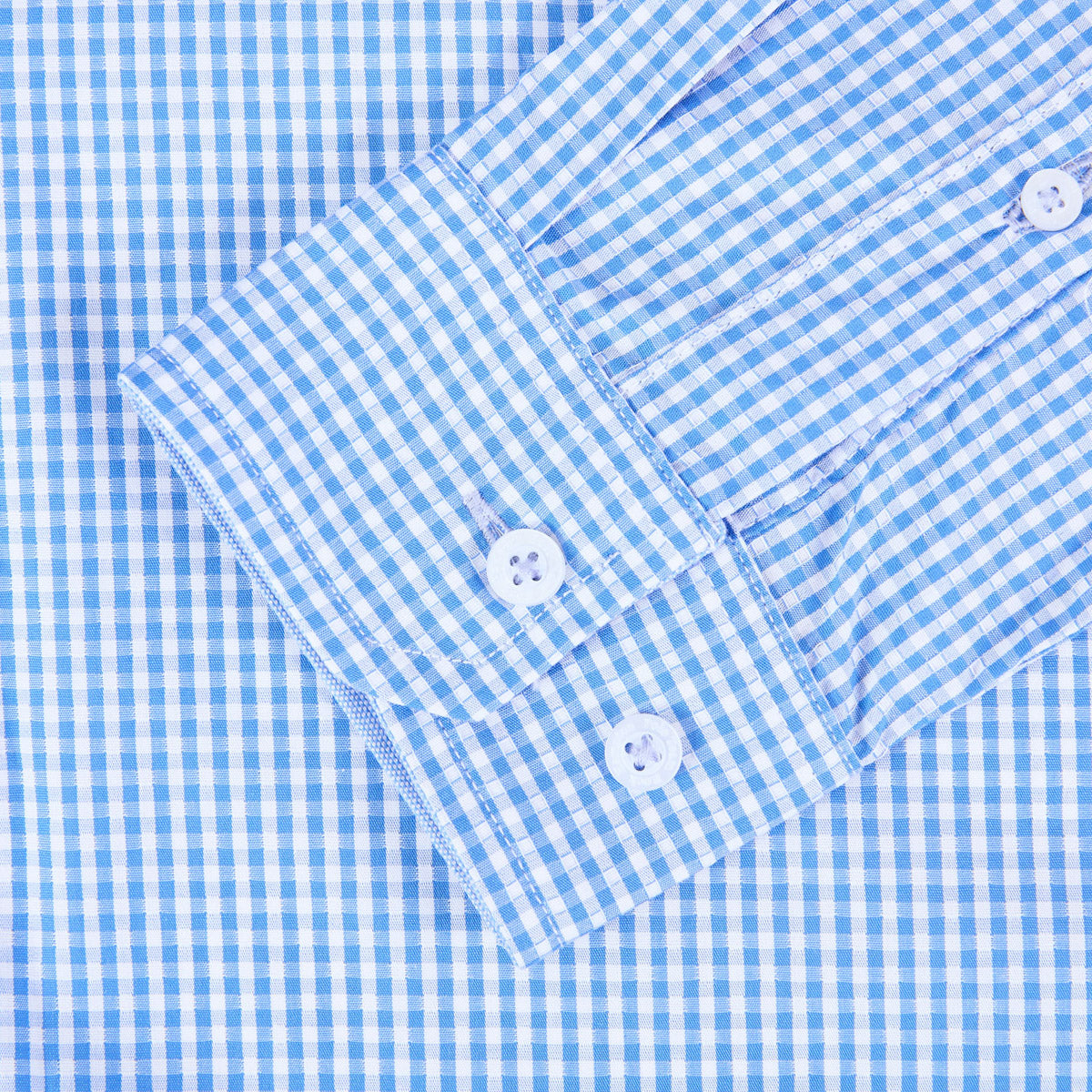 Camisa Minicuadros Bolsa Bordada Azul