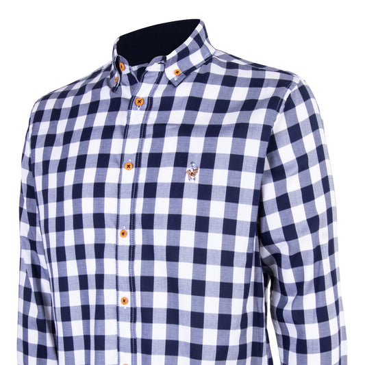 Camisa Cuadros Poliéster Marino