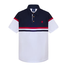 Polo Bloques Piqué Blanco Marino