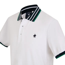 Polo Viscosa Cuello Tricolor Blanco Verde