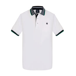Polo Viscosa Cuello Tricolor Blanco Verde
