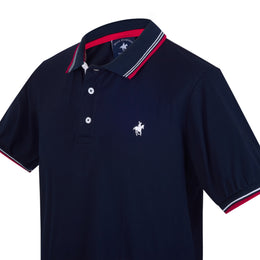 Polo Viscosa Cuello Tricolor Marino