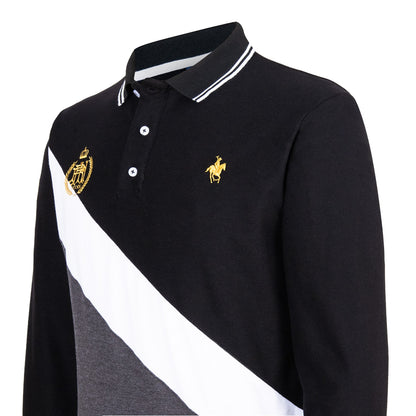 Polo Diagonal Bordados Negro/Oxford