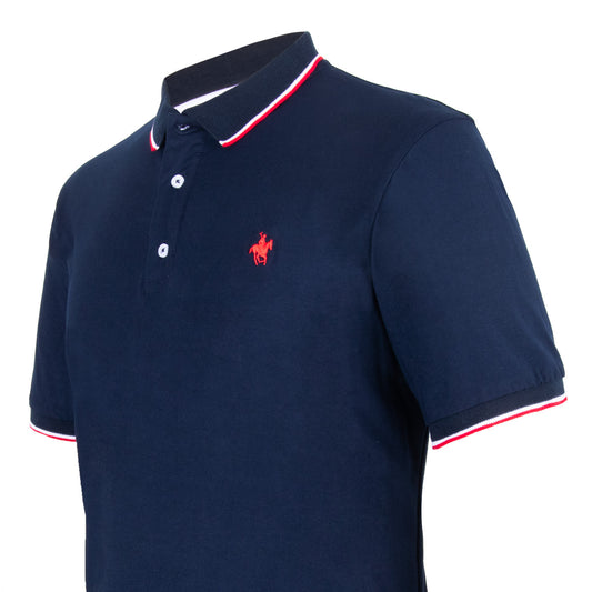 Polo Viscosa Cuello Tricolor Marino