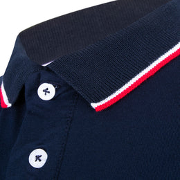 Polo Viscosa Cuello Tricolor Marino