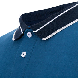 Polo Viscosa Cuello Tricolor Petróleo/Marino