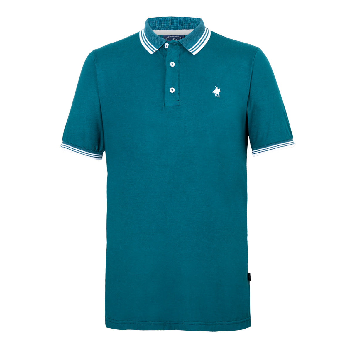 Polo Viscosa Cuello Tricolor Verde Quetzal