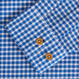 Camisa Cuadro Chico Algodón Bolsa Azul