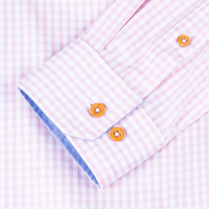 Camisa Minicuadros Algodón Bolsa Rosa