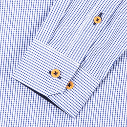 Camisa Minicuadros Algodón Marino