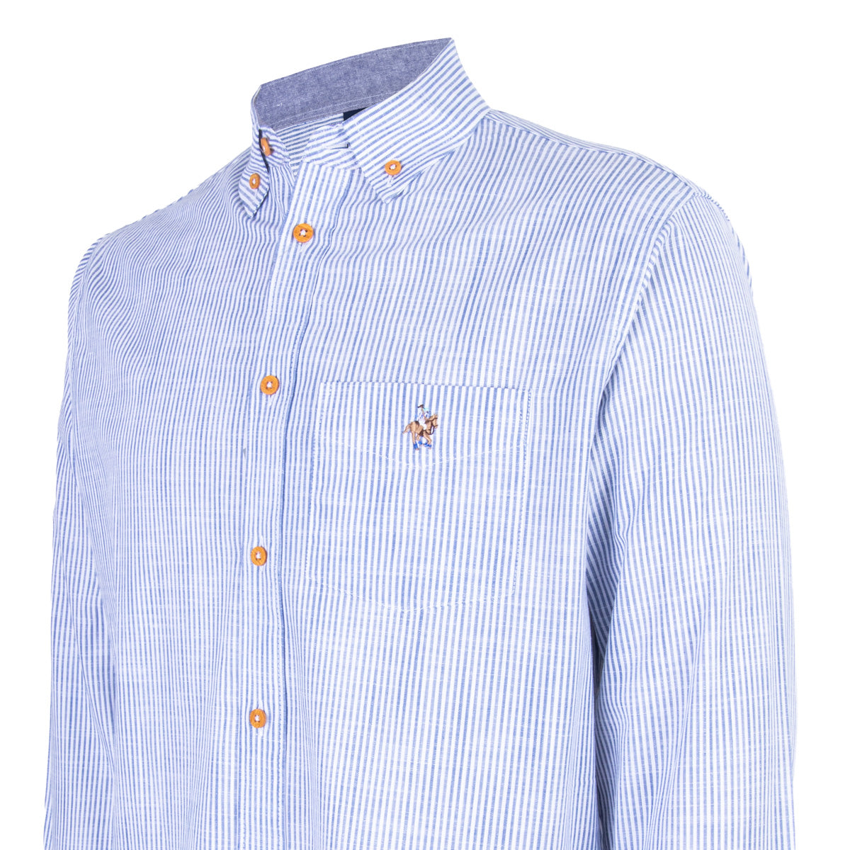 Camisa Rayas Algodón Azul
