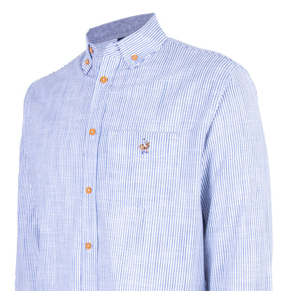 Camisa Rayas Algodón Azul