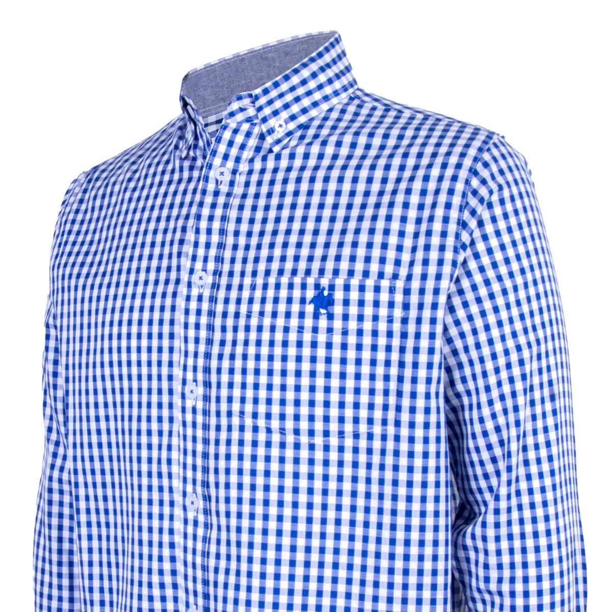 Camisa Cuadro Chico Algodón Azul