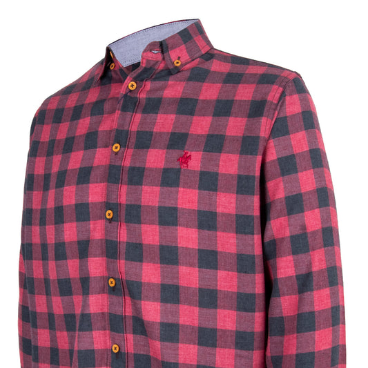 Camisa Maxicuadro Vino