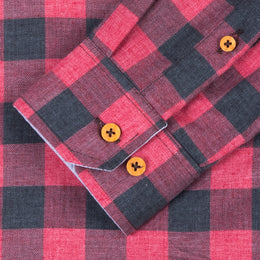 Camisa Maxicuadro Vino