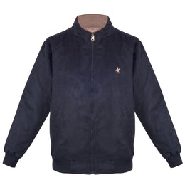 Chamarra Doble Vista Suede Negro/Topo