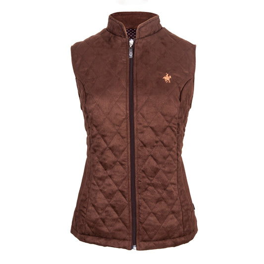 Chaleco Suede Rombos Cintura Elástica Chocolate