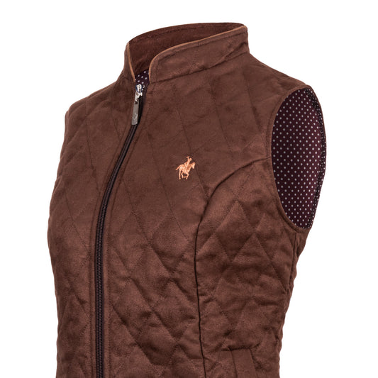Chaleco Suede Rombos Cintura Elástica Chocolate