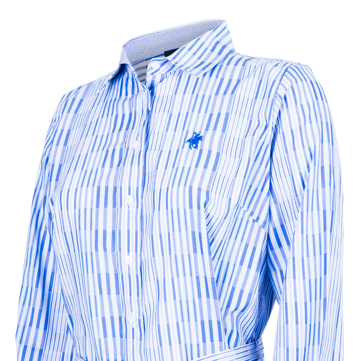 Vestido Camisero Maxirayas Bambú Azul