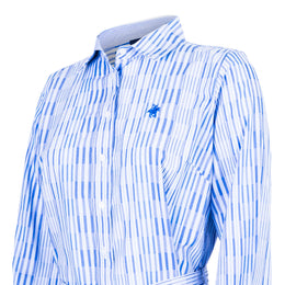 Vestido Camisero Maxirayas Bambú Azul