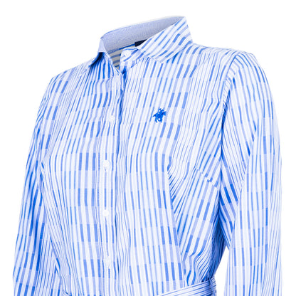 Vestido Camisero Maxirayas Bambú Azul
